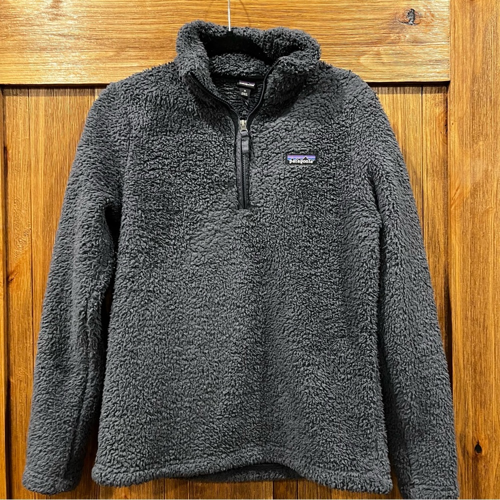 Patagonia Women’s Los Gatos 1/4 Zip Fleece Sherpa Pullover Blue Gray Meduim